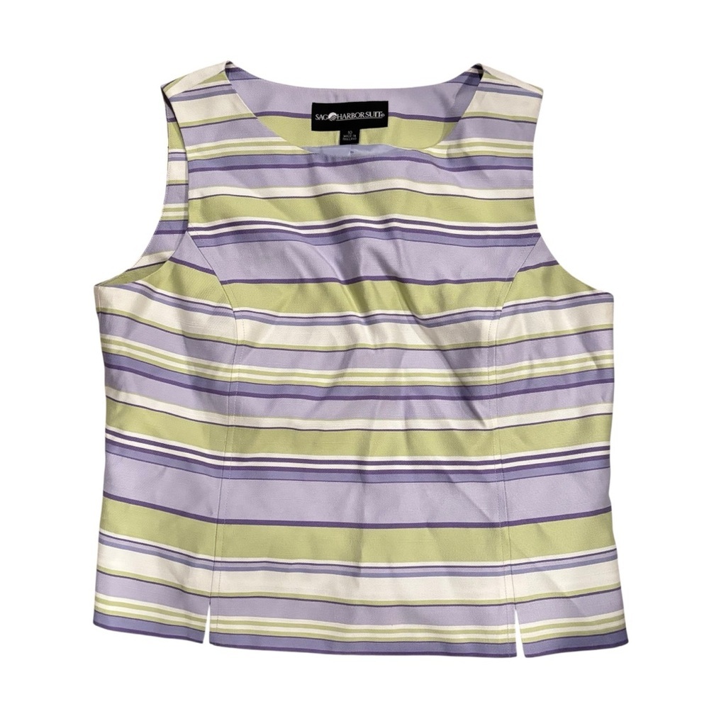 Sag Harbor Striped Purple Suit top Blouse Size 10